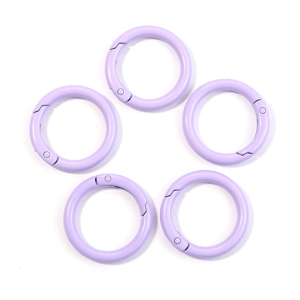 5-10pcs/lot Colorful Spring Clasps Openable Round Carabiner Keychain Bag Clips Hook Dog Chain Buckles Connector For DIY Jewel