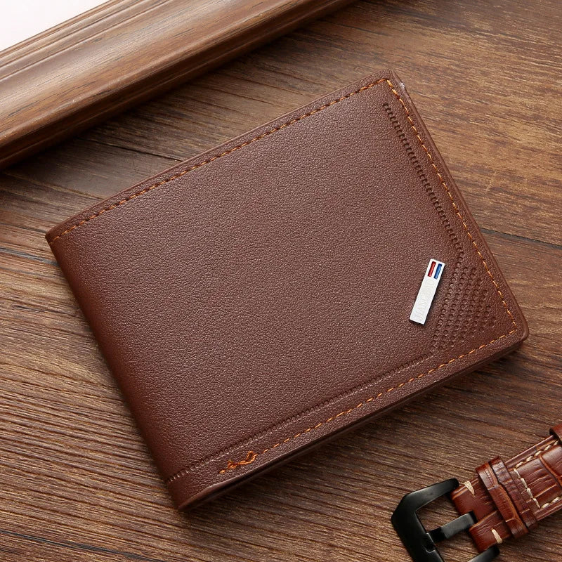 Vintage Pu Leather Wallet Minimalist Purse For Men Money Change Pouch Credit Card Holder Man Birthday Gifts - brown