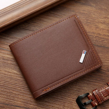 Vintage Pu Leather Wallet Minimalist Purse For Men Money Change Pouch Credit Card Holder Man Birthday Gifts - brown