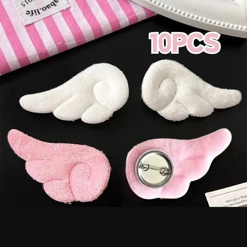 5/1Pairs Small Angel Wings Brooch Japanese Plush Angel Wings Brooch Badge Sweet Pin Doll Cosplay Y2K Fluffy Angel Wing Bag De