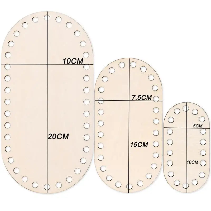 3 Pcs/Set Crochet Basket Base Poplar Plywood Unfinished Blank Cross Stitch Carved Hand-Woven DIY Crafts Basket Wooden Bottom