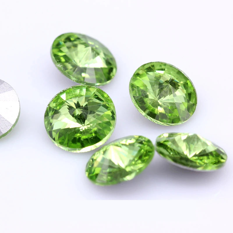 Fantastic 6/8/10/12/14/16/18/25MM Rivoli Cabochons Round Fancy Rhinestone Crystal For Applique Clothing Garment Decoration Be