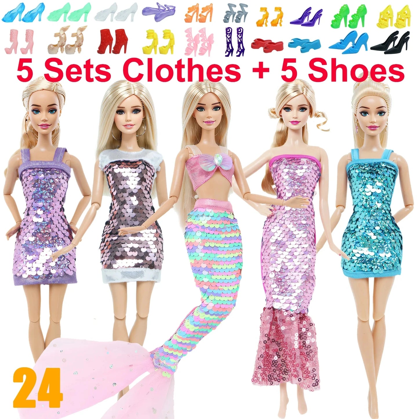10 Pcs/Set Fashion Outfits 30cm Doll Shirt Pants Dress Shoes 11.5 Inch Doll Clothes Dollhouse 11.8" 1/6 Doll Accessories Toy 
