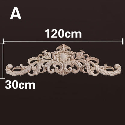 Wood Appliques and Onlays Natural Furniture Wall Door Woodcarving Decorative Long Flower Wooden Figurines Crafts Corner Frame