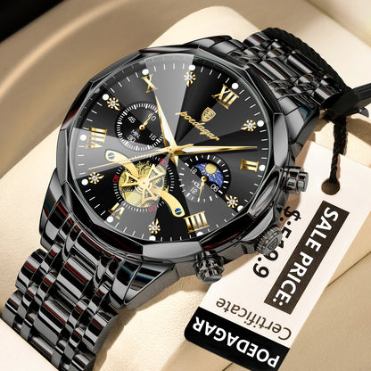POEDAGAR Luxury Men Watch Top Original Waterproof Luminous Chronograph Man Wristwatch Stainless Steel Quartz Men's Watches Re