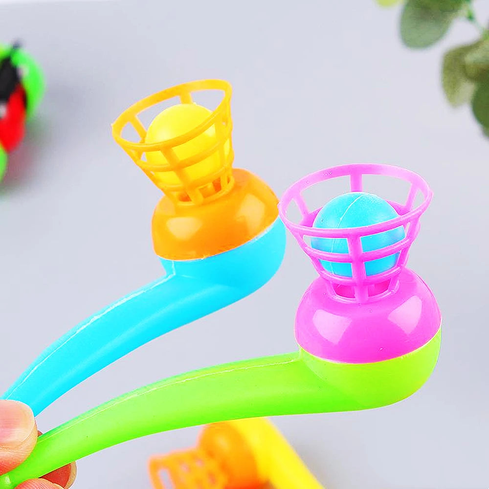 12Pcs Fun Magic Blowing Pipe Floating Ball Game Kids Birthday Party Favors Keepsakes Carnival Christmas Party Prizes Piñatas 