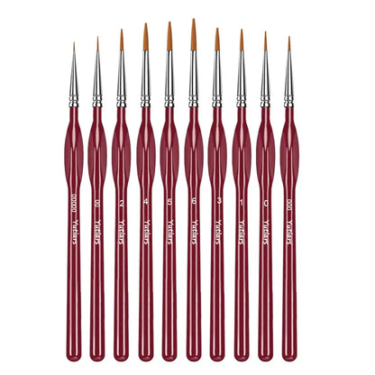 10/11pcs Miniature Paint Brushes, Detail Tip Paint Brushes Set With Ergonomic Handle - Suitable For Acrylic Painting, Oil, Wa