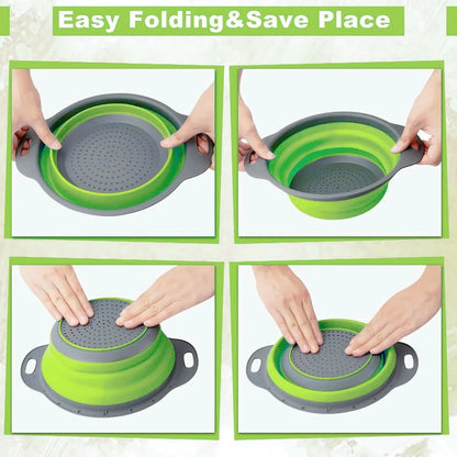Silicone Folding Drain Basket Fruit Vegetable Washing Basket Foldable Strainer Colander Collapsible Drainer Kitchen Storage T