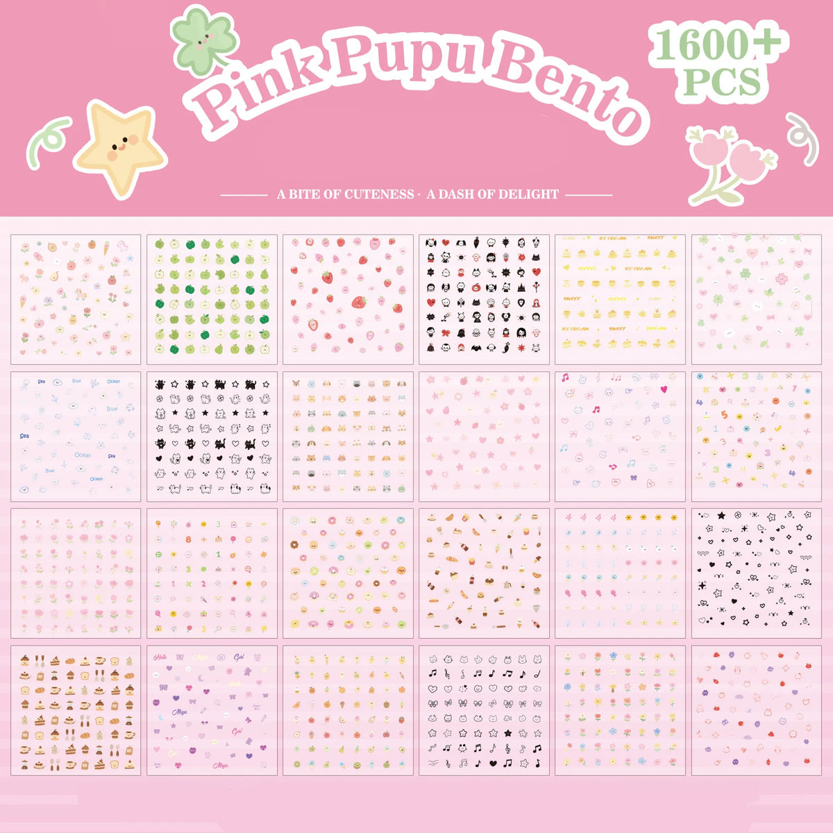 24 Mini Sticker Sheets for DIY Phone Case Decorations Minimalist Design Classic Color Combinations Adorable Stickers