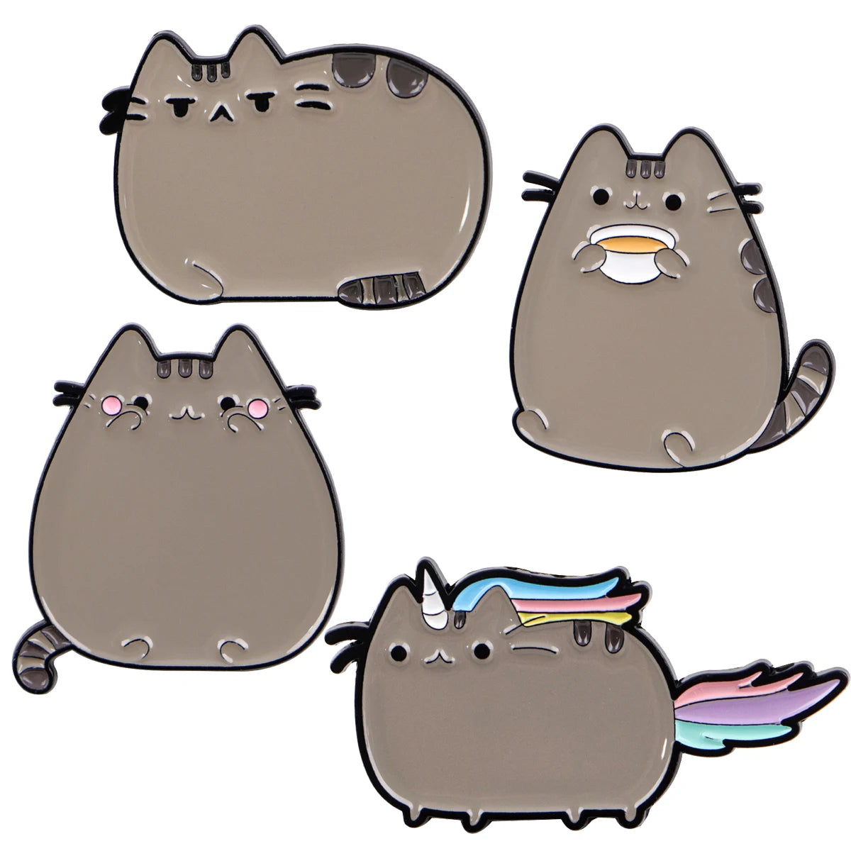 Cute Grey Fat Cat Enamel Pin Metal Cartoon Brooch Backpack Hat Bag Collar Lapel Badges Men Women Fashion Jewelry Collection G