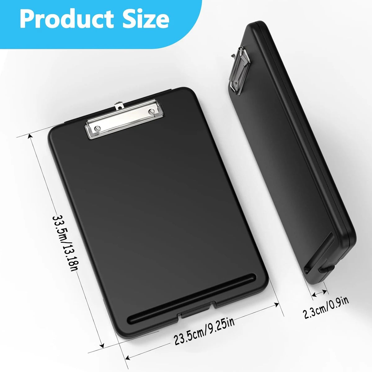 Clipboard with Storage (Multiple Colors Available) with Low Profile Clip, 9.5 x 13 Inch Sturdy Portable Writing Board, Foldab