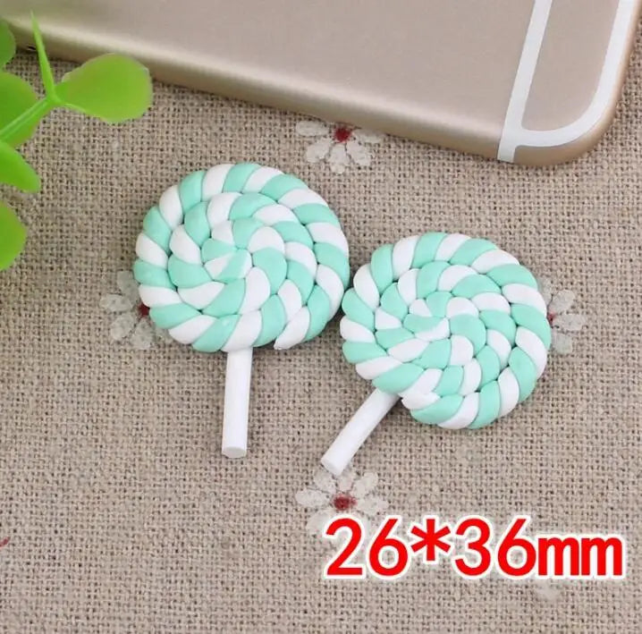 10pcs /lot Beauty Kawaii Rainbow lollipop Candy Polymer Clay Cabochons Flatback For DIY Phone Decoration - 18