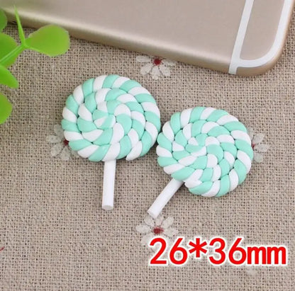 10pcs /lot Beauty Kawaii Rainbow lollipop Candy Polymer Clay Cabochons Flatback For DIY Phone Decoration - 18