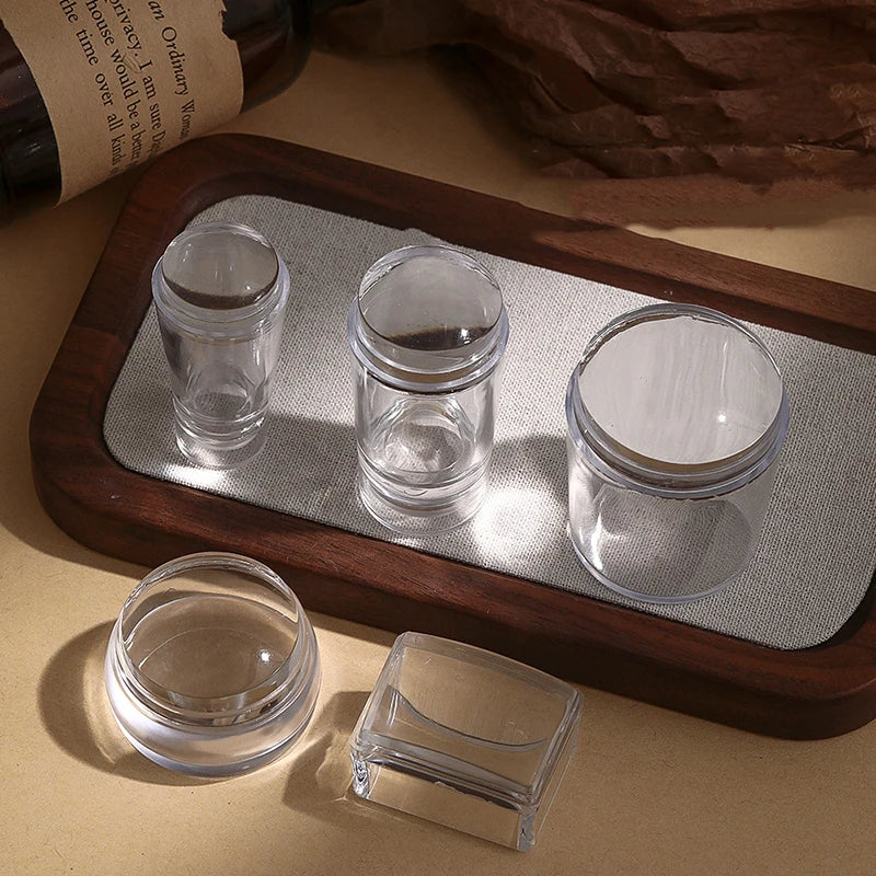 Silicone Transparent Nail Art Stamping Kit French For DIY Manicure Plate Stamp Polish Stencil Template Seal Stamper Scraper
