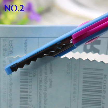 1 Pc Handmade Children DIY 6 Patterns Album Lace Scissors Card Photo Pattern Scissors Cartoons Lace Scissors