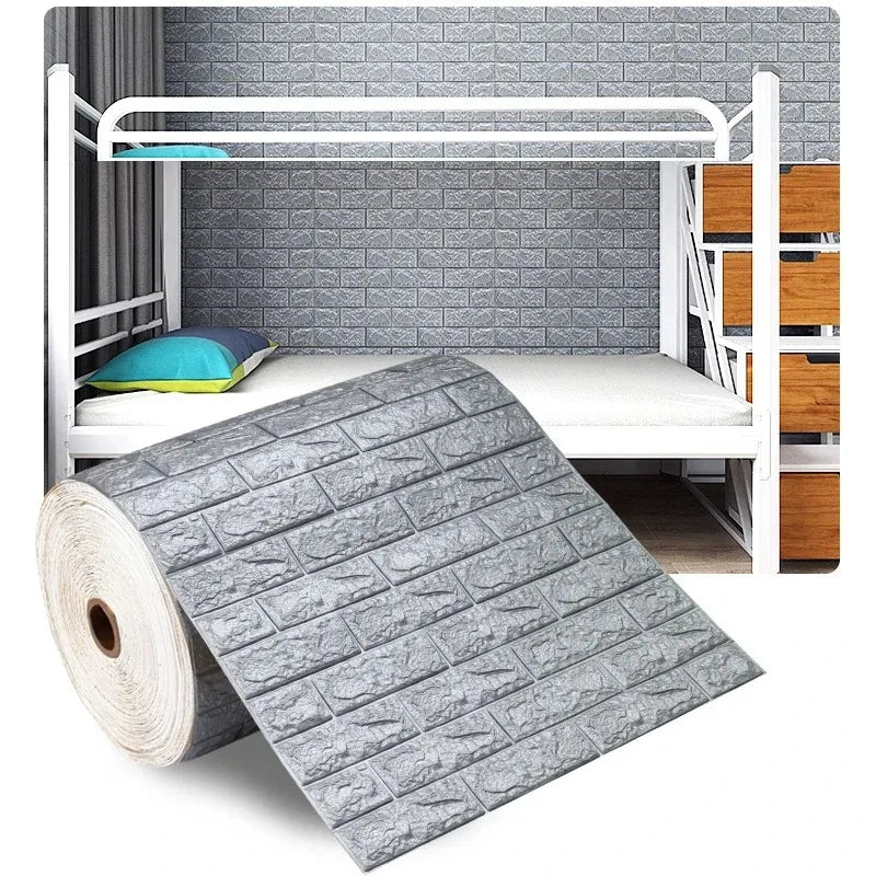 70cm*1m 3D Self-Adhesive Wallpaper Continuous Waterproof Brick Wall Stickers Living Room Bedroom Wall Stickers Home Decoratio
