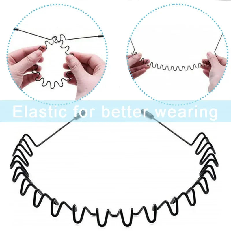 6/1pcs Fashion Metal Hair Band for Men Women Unisex Black Waved Hair Head Hoop Sports Headband Hairband Hair Accessories