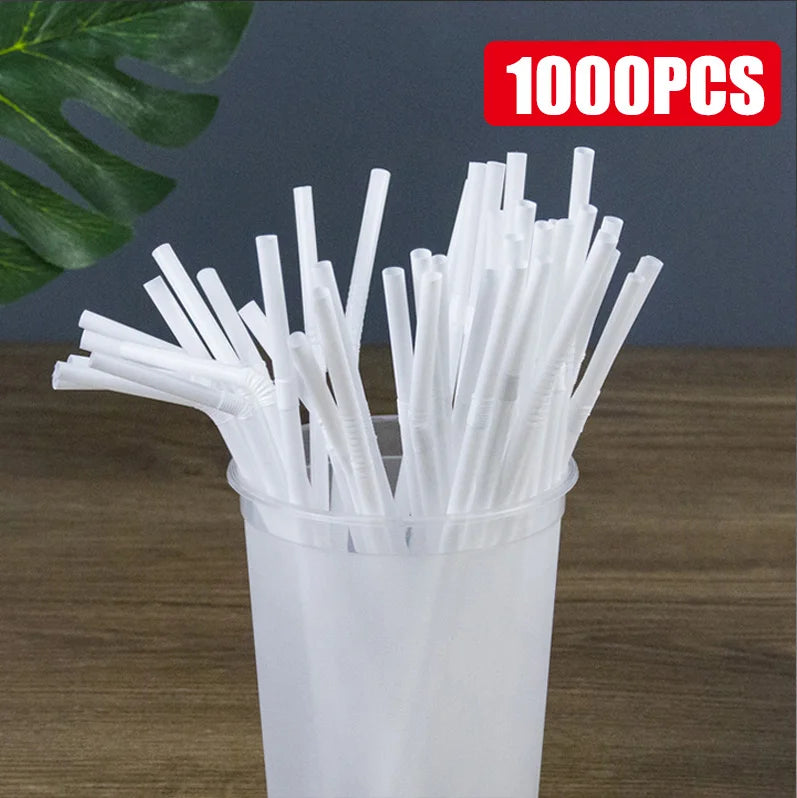 50-1000Pcs Drinking Straws Colorful & Black rietjes Flexible Wedding Party Supplies Drinking Straws Kitchen - White-1000PCS