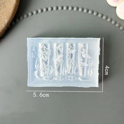 3D Flowers Nail Art Mold Silicone DIY Tropical Floral Tulip Bunch Nail Design Molds High Transparent Nail Art Carving Templat