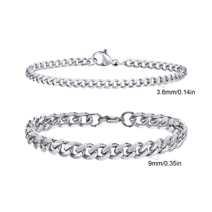 2pcs Men's Chain Bracelets,Stainless Steel Silver Gold Black Color Twist Rope Chain Wristband,Trendy Cuban Link Chains Gift