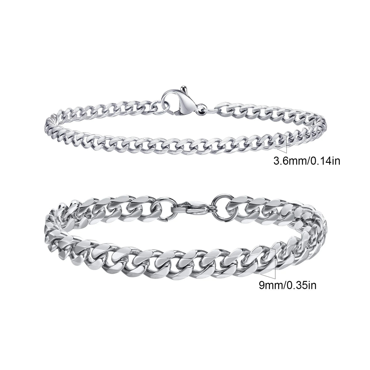 2pcs Men's Chain Bracelets,Stainless Steel Silver Gold Black Color Twist Rope Chain Wristband,Trendy Cuban Link Chains Gift -