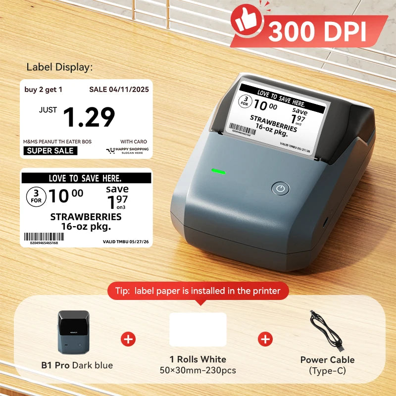 NIIMBOT B1 Portable Thermal Printer With Tapes 2 Inch Adhesive Label Printer Mini Bluetooth Sticker Maker Support Smartphones