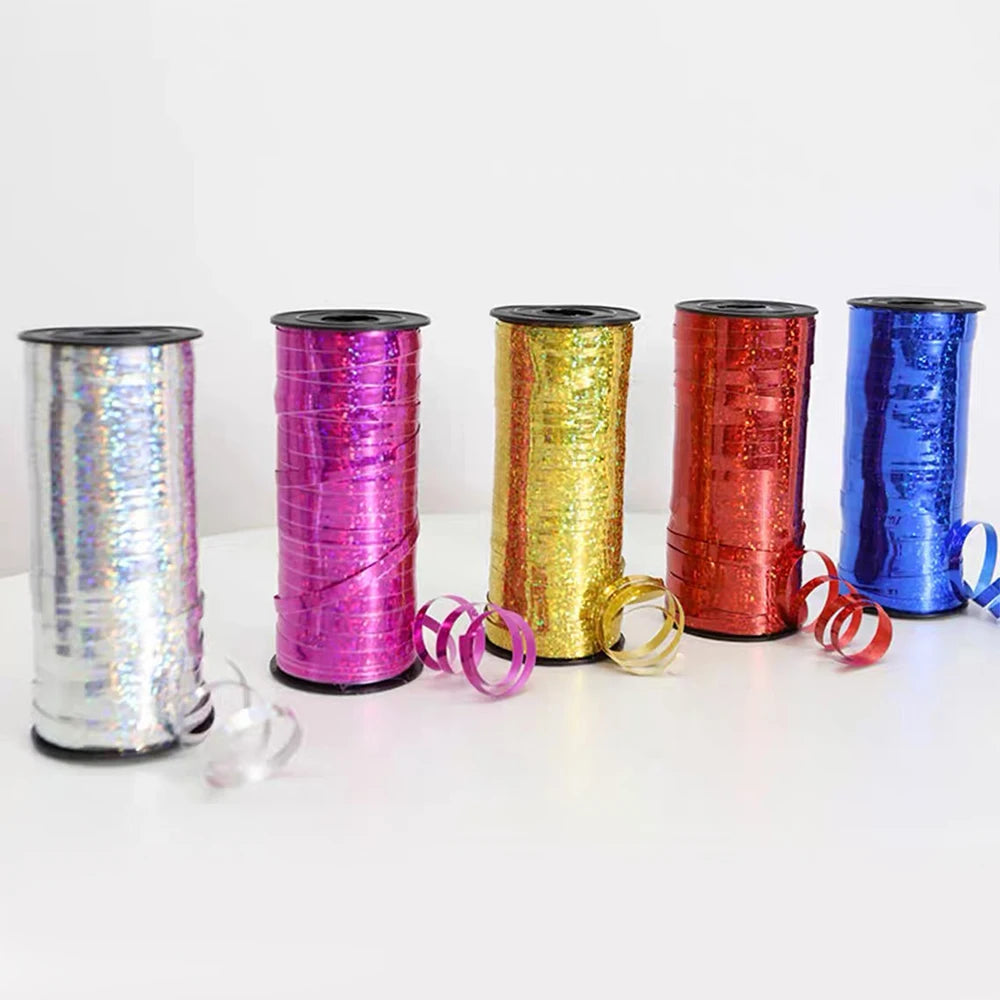 100Yards/Roll Glitter Curling Ribbons Balloon Ribbons Gift Wrap Ribbons for Crafts Christmas Birthday Wedding Party Decoratio