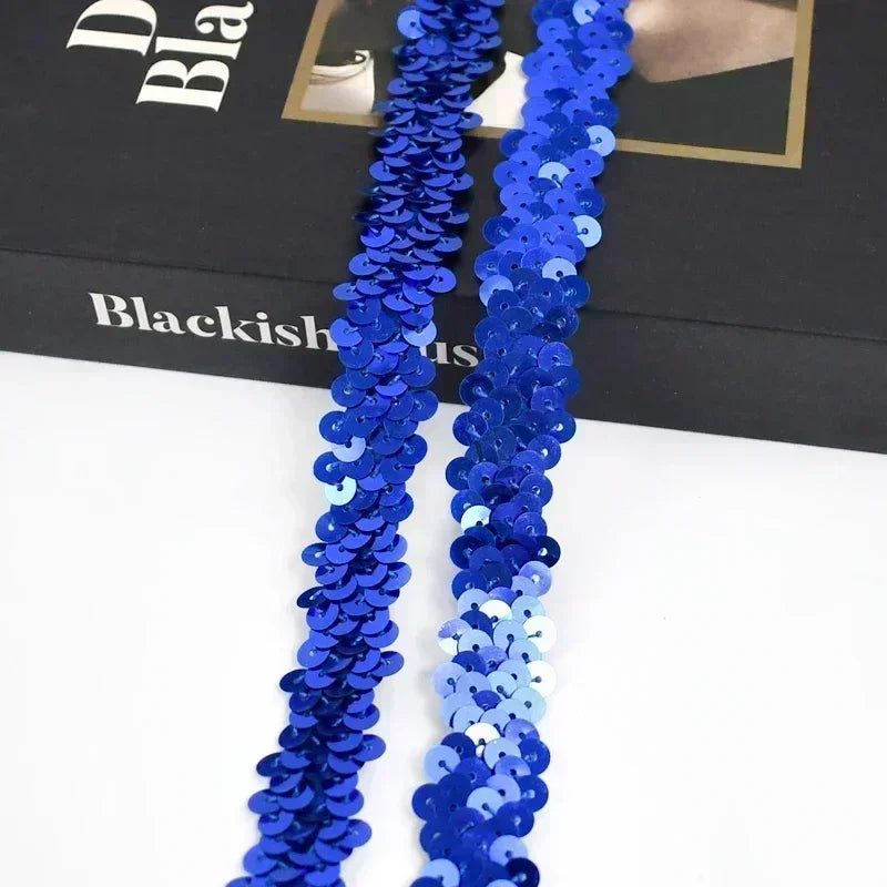 2-20M 2cm Sequin Lace Fabric Elastic Band for Dance Dress Decor Laces Trims Stetch Tape Clothing Trimming Ribbon DIY Accessor