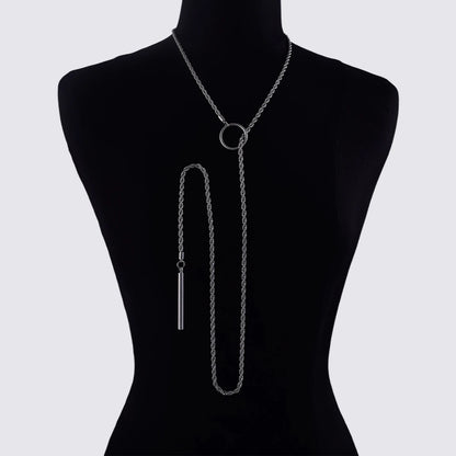 Minimalist Bar Lariat Necklace Twist Wrap Slip Chain Choker Toggle Necklace Layering Statement Goth Punk Jewelry