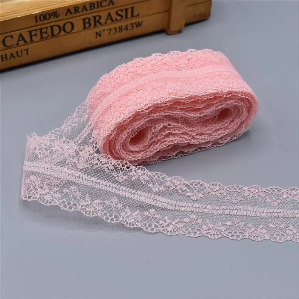 10Yards Lace Ribbon 40mm Wide White African Lace Fabric for Sewing Clothes Embroidered Lace for Crafts Trim Underwear Diy Tul