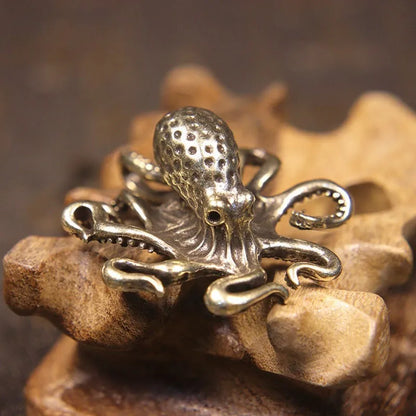Brass Retro Octopus Cuttlefish Creative Marine Organism Office Desktop Ornament Accessories Small Tea Pet Souvenir Gifts