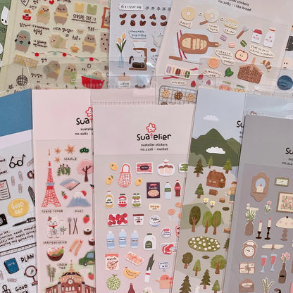 Korean Import Original Suatelier Daily Stickers Scrapbooking Diy Journal Stationery Sticker Decor Art School Supply