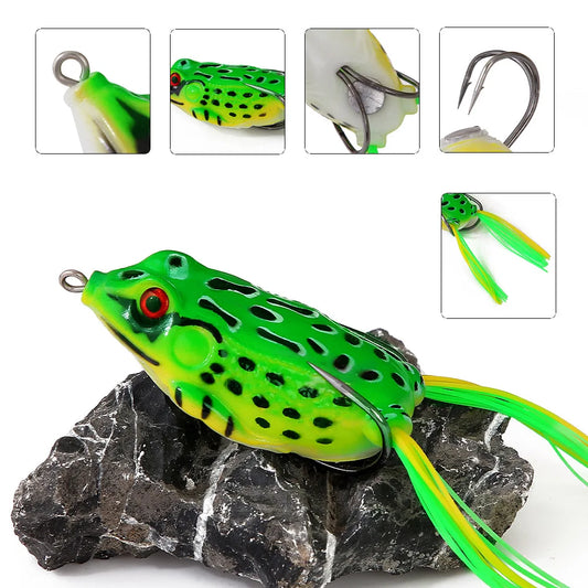 1 Pcs 5G 8.5G 13G 17.5G Frog Lure Soft Tube Bait Plastic Fishing Lure with Fishing Hooks Top Water Ray Frog Artificial 3D Eye