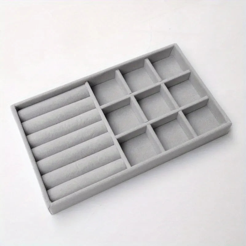 Velvet Jewelry Display Tray Exquisite Jewellery Holder Portable Ring Earrings Necklace Organizer Storage Box Organizator Tray