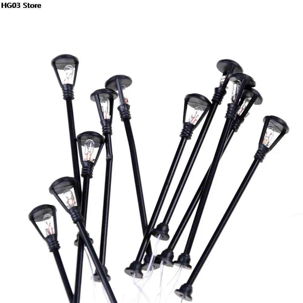 10pcs/set Mini Decor Street Lamp Fairy Garden Miniatures Moss Terrariums Desktop Bottle Garden Resin Crafts Decoration For Ho