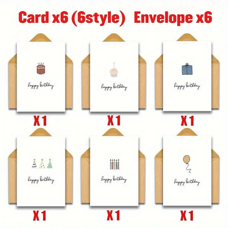 12pcs Pack Blank Birthday & Celebration Greeting Cards Blank Cards with Envelope, Elegant Minimalist Design, Pack for, Office