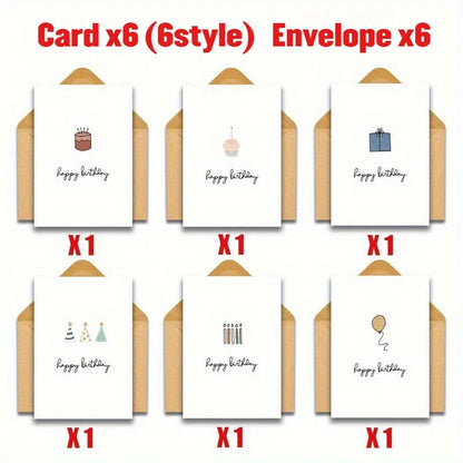 12pcs Pack Blank Birthday & Celebration Greeting Cards Blank Cards with Envelope, Elegant Minimalist Design, Pack for, Office