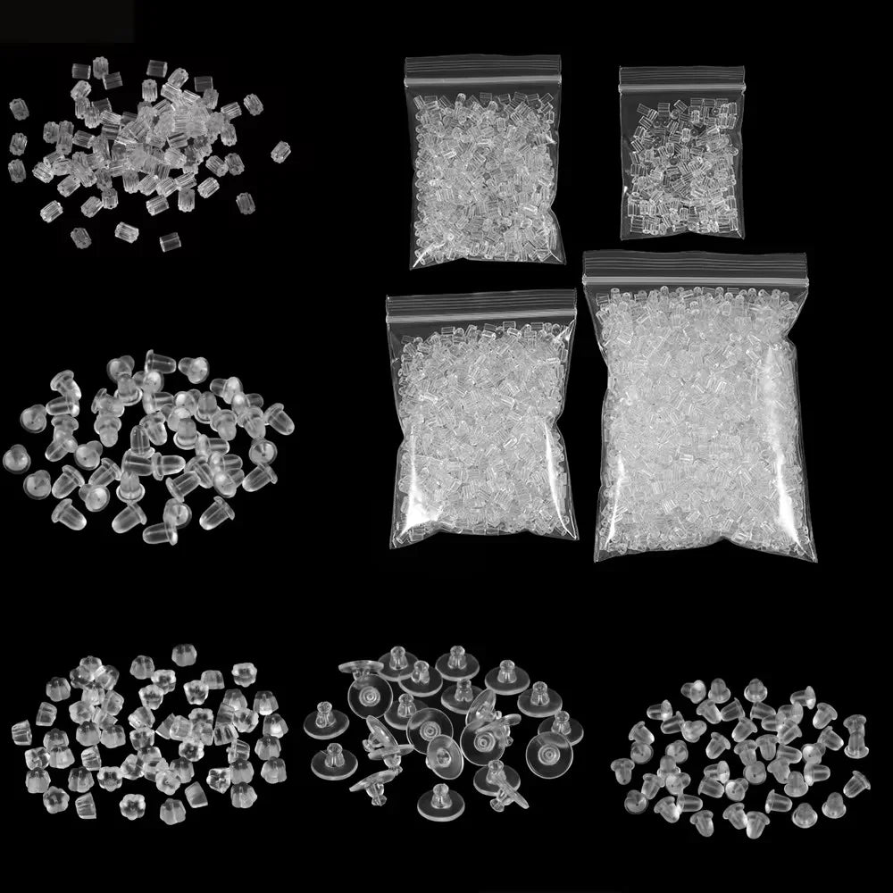 200-2000pcs Soft Silicone Rubber Earring Back Stoppers for Stud Earrings DIY Earring Findings Accessories Bullet Tube Ear Plu