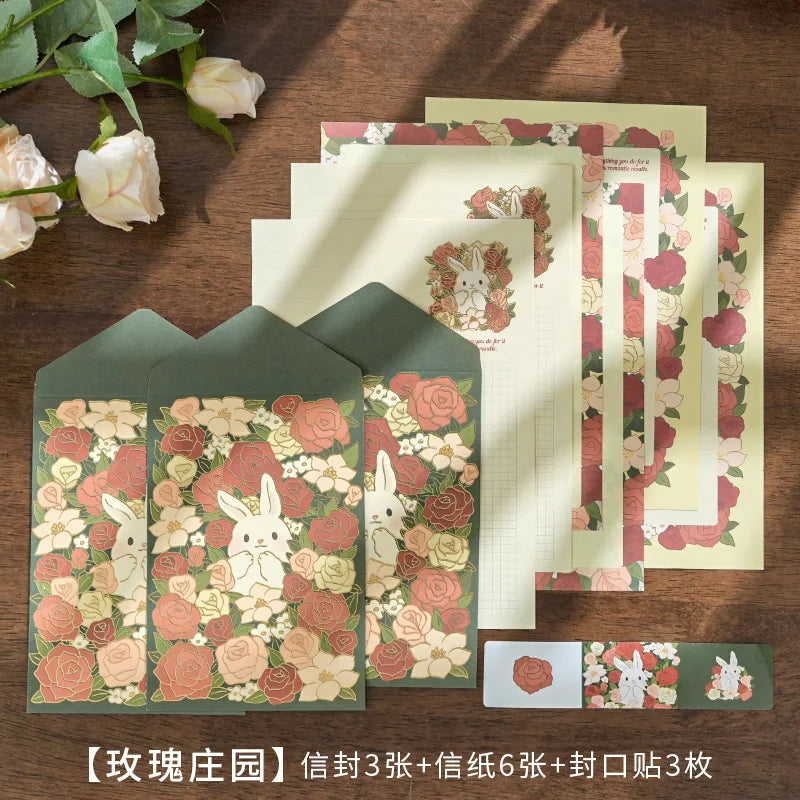 6 letter paper +3 envelopes Set Planner Stationery Supplies Message blessing letterhead - D