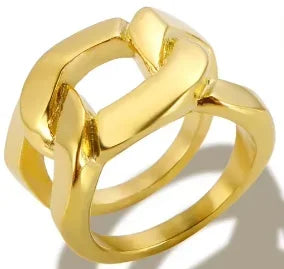 Crystal High End Non Tarnish Fashion Geometric Open Gold Plated Stainless Steel Rings for Women Wedding Ring Jewelry
