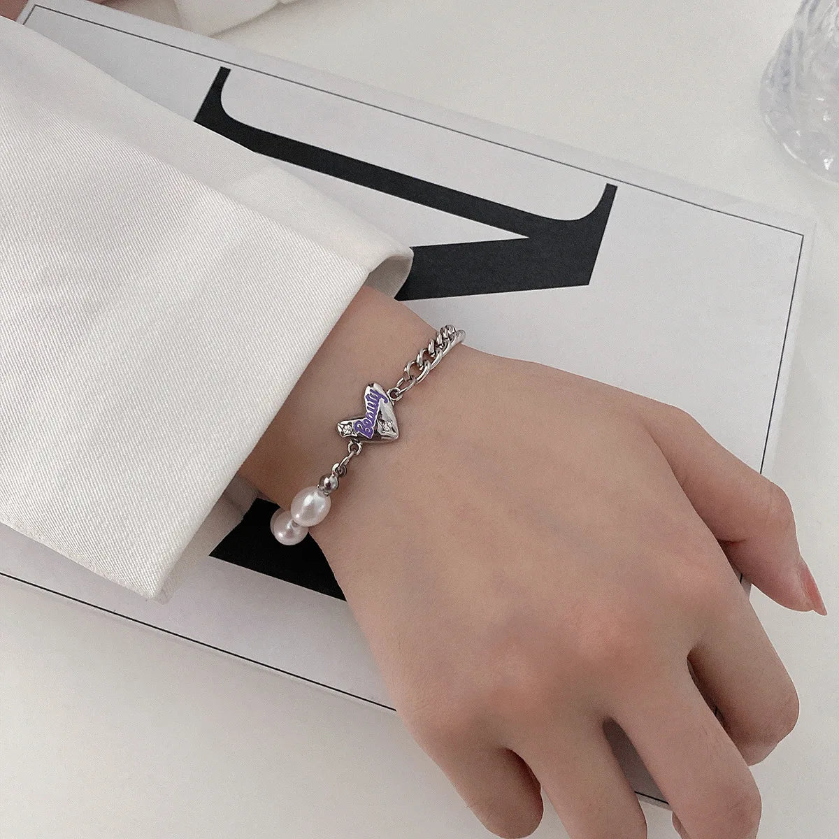 Zinc Alloy Bracelet Sparkling Zircon Flower Bracelet Handmade Bracelet Alloy For Daily Wear Fashion Accessory Party - Purple 