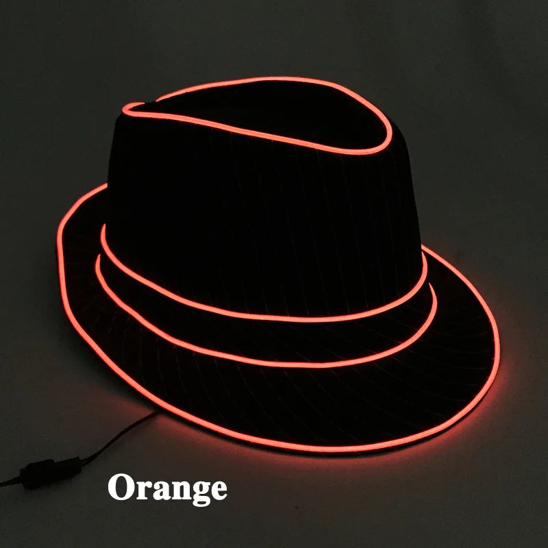 LED Fedora Hat Concert Grand Event Concert NightClub Masquerade Jazz Top Cap Luminous Hat Men Women Led Panama Gangster Hats 