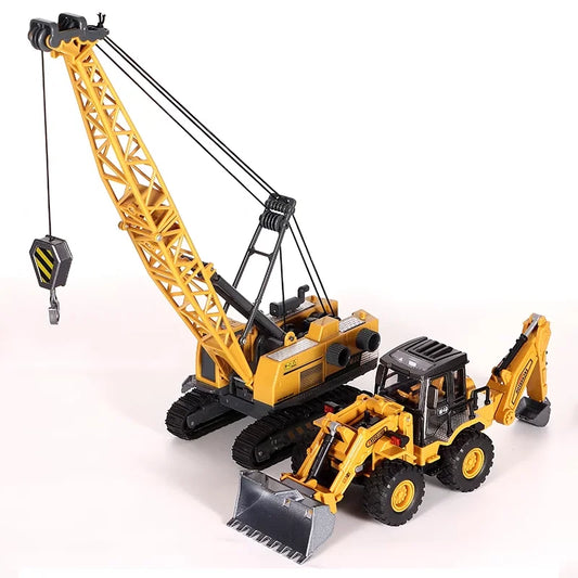 Engineering Diecast Toys for Boys Alloy+Plastic Tractor Excavator Backhoe Crane Bulldozer Kids Truck Children Vehicle Model G