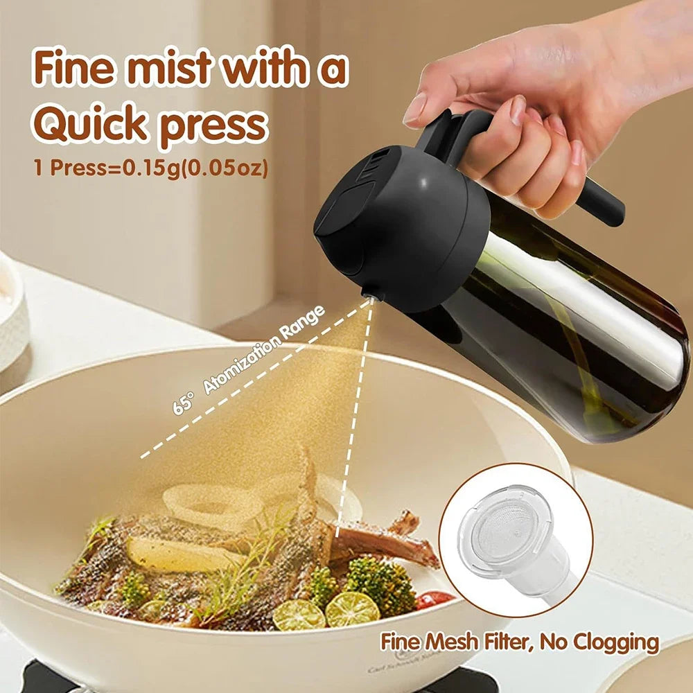 470ML/16oz Light-Blocking Dark Oil Sprayer for Cooking 2 in 1 Olive Oil Dispenser Bottle for Kitchen Dark Green Glass Oil Bot