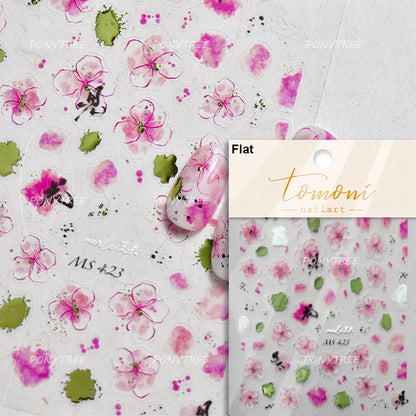 Sakura Pink Lip Print Rose Flower Butterfly Ice Cream Love Heart Bear Macaroon Balloon Candy Nail Art Stickers Manicure Decal