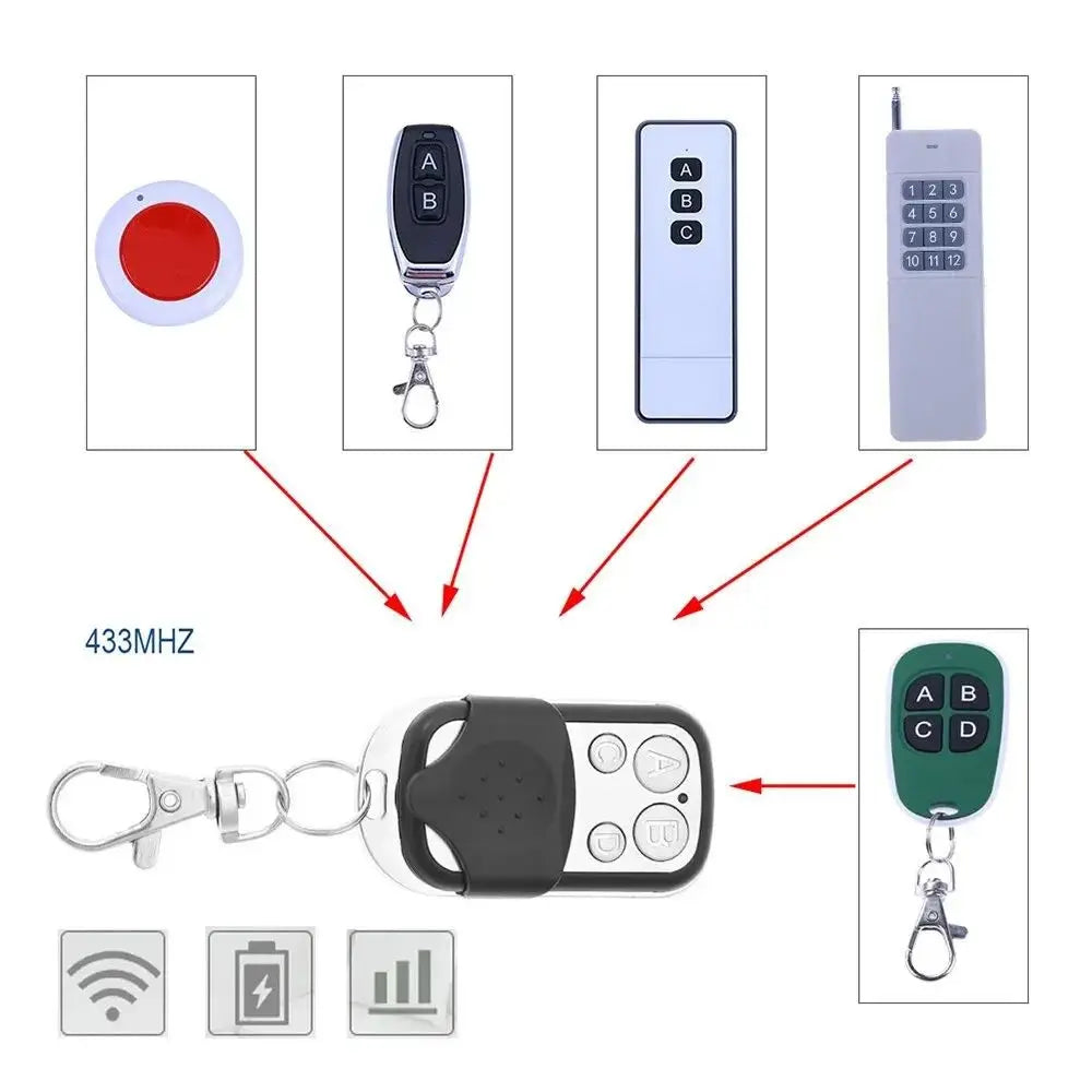 433MHz 4Button Remote Control ABCD/Lock Unlock Metal Push Button Transmitter Universal 4 Buttons Garage Door Opener Remote