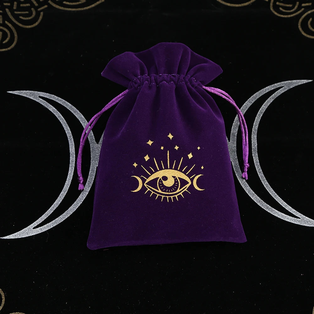 1Pcs Tarot Storage Velvet Bag Drawstring Suede Pocket Board Game Card Embroidery Package Witchcraft Supplies for Altar Tarot 