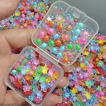 100Pcs Mini Resin Turtles Night Glow Turtle Figurines Multi-Function Glow in The Night Turtle Miniatures for Micro Landscapin