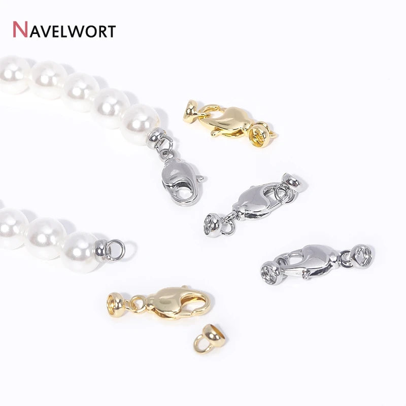 2 Sizes 18K Gold Plated Brass Metal Lobster Clasps Hooks Connector,Clasps For Jewelry,DIY Fashion Jewelry Making Accessories