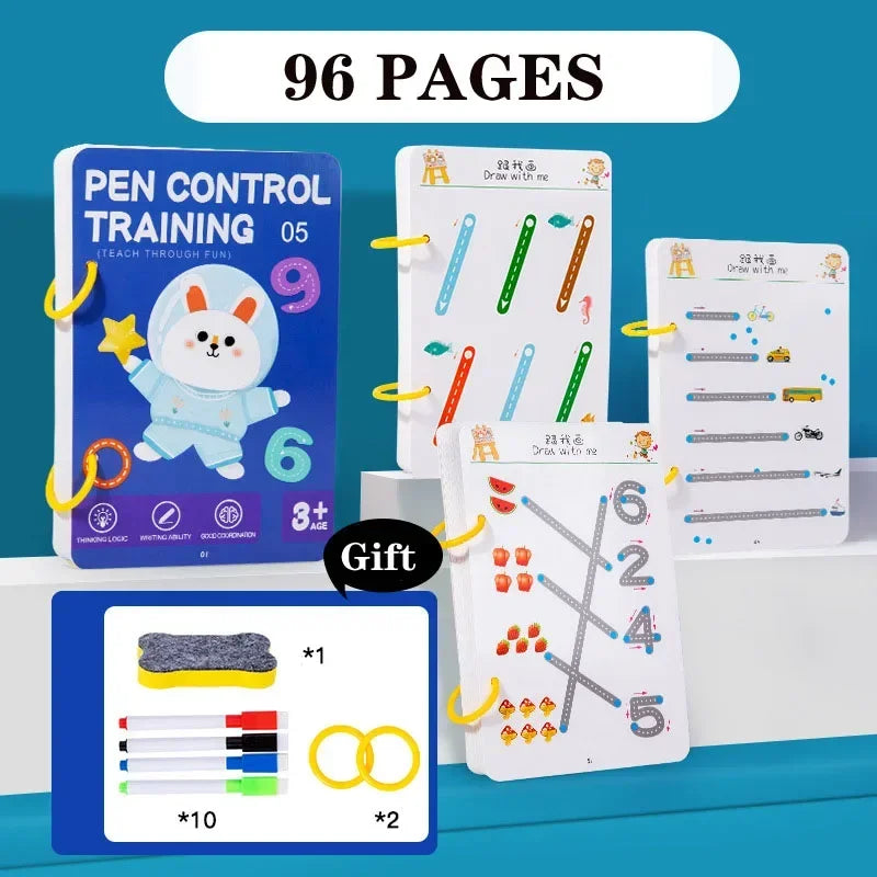 Magical Tracing Workbook Control Training Book Reusable Magic Practice Copybook Children Montessori Drawing Education Station